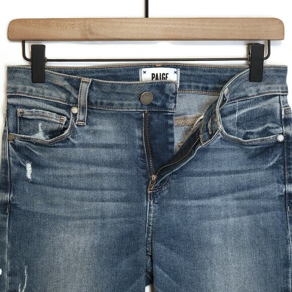 PAIGE Verdugo Ankle Distressed Raw Hem High Rise Crop Denim Skinny Jean Size 26 - Picture 4 of 15